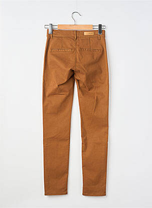 Pantalon chino tissage popeline taille normale marron HAPPY femme