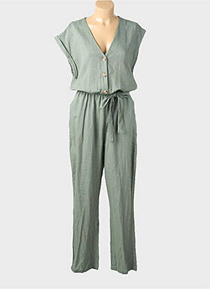 Combi-pantalon poches manches courtes vert PIECES femme