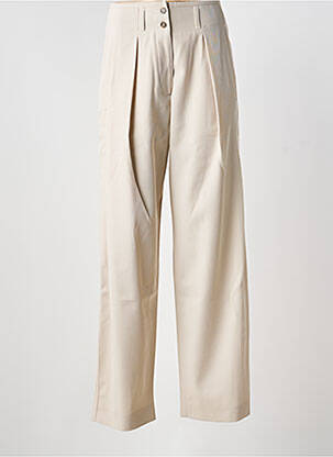 Pantalon droit taille à pinces taille haute beige WEEKEND MAXMARA femme