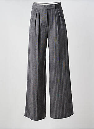 Pantalon flare fermeture zippée sous rabat avec crochet taille haute gris MAXMARA femme