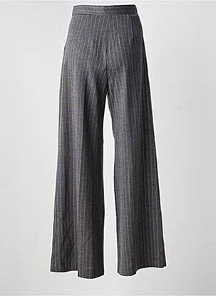 Pantalon flare fermeture zippée sous rabat avec crochet taille haute gris MAX MARA femme