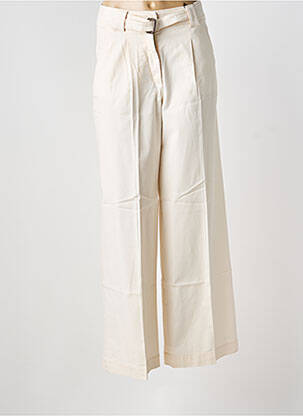 Pantalon large fermeture zippée sous rabat boutonné taille haute beige WEEKEND MAXMARA femme