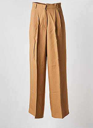 Pantalon droit taille à pinces taille haute marron WEEKEND MAXMARA femme