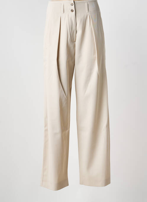 Pantalon droit taille à pinces taille haute beige WEEKEND MAXMARA femme