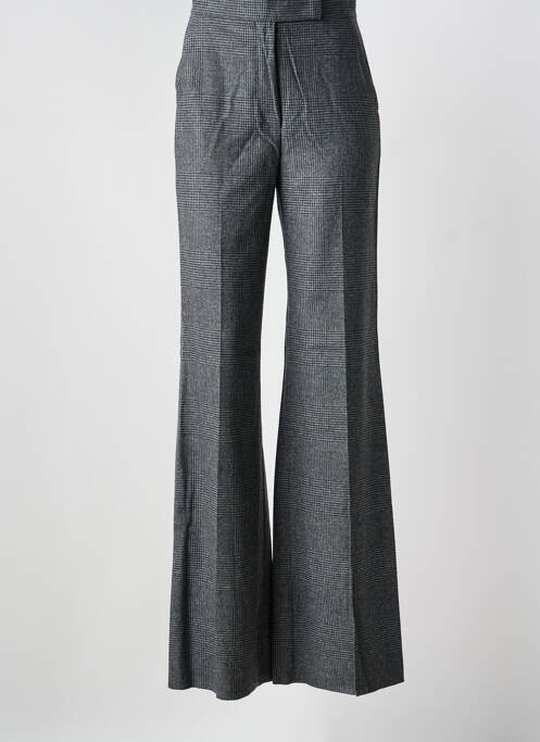 Pantalon flare fermeture zippée sous rabat avec crochet taille haute gris MAX MARA femme