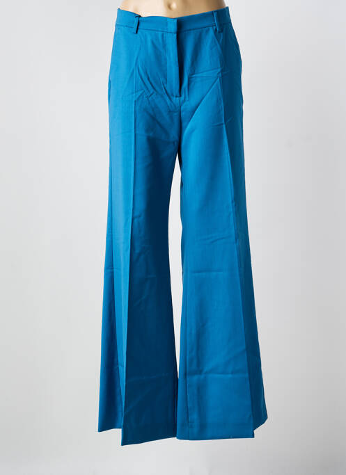 Pantalon flare fermeture zippée sous rabat avec crochet taille haute bleu clair WEEKEND MAXMARA femme