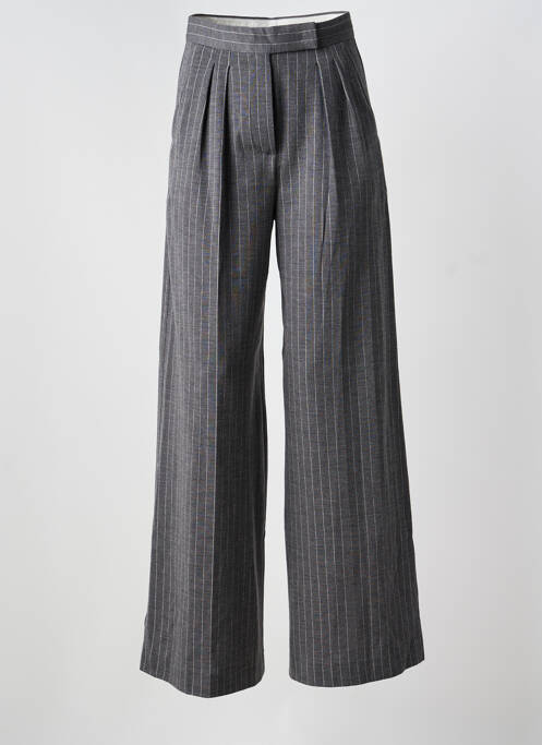 Pantalon flare fermeture zippée sous rabat avec crochet taille haute gris MAX MARA femme