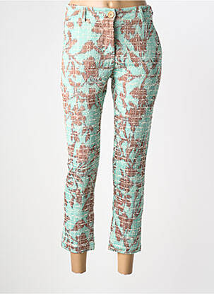 Pantalon 7/8 fermeture zippée sous rabat boutonné taille normale vert BRAND UNIQUE femme