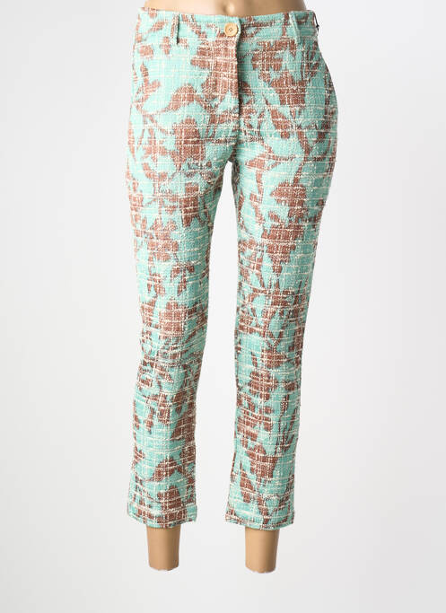 Pantalon 7/8 fermeture zippée sous rabat boutonné taille normale vert BRAND UNIQUE femme