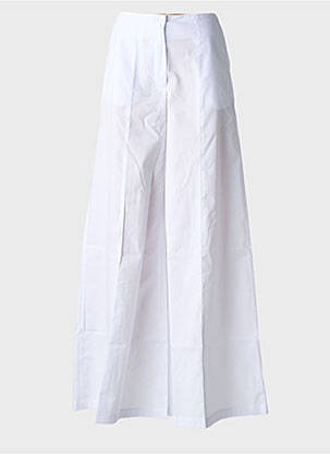 Pantalon large fermeture zippée sous rabat boutonné taille haute blanc PIER ANTONIO GASPARI femme