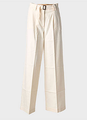 Pantalon large fermeture zippée sous rabat boutonné taille haute beige WEEKEND MAXMARA femme
