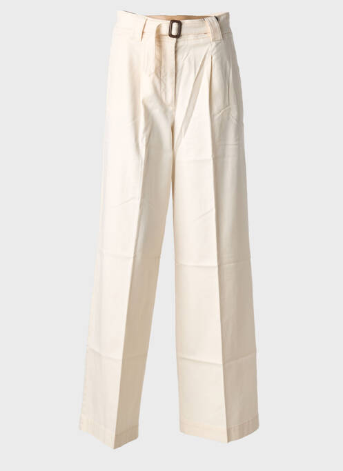 Pantalon large fermeture zippée sous rabat boutonné taille haute beige WEEKEND MAXMARA femme