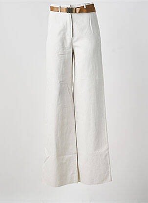Pantalon large tissage crêpe taille haute beige MAX MARA femme
