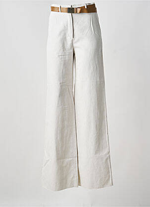 Pantalon large tissage crêpe taille haute beige MAX MARA femme