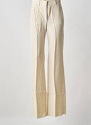 Pantalon flare fermeture zippée sous rabat avec crochet taille haute beige SPORTMAX femme