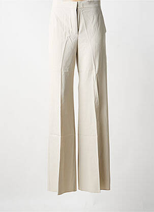 Pantalon flare fermeture zippée sous rabat avec crochet taille haute beige MAX MARA femme