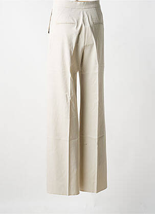 Pantalon flare fermeture zippée sous rabat avec crochet taille haute beige MAX MARA femme