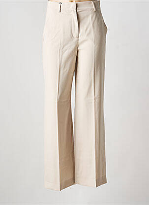 Pantalon flare fermeture zippée sous rabat avec crochet taille haute beige WEEKEND MAXMARA femme