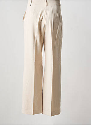 Pantalon flare fermeture zippée sous rabat avec crochet taille haute beige WEEKEND MAXMARA femme
