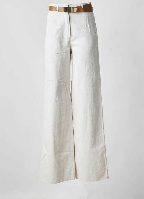 Pantalon large tissage crêpe taille haute beige MAX MARA femme