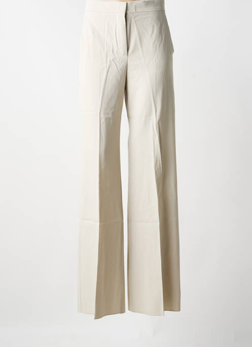 Pantalon flare fermeture zippée sous rabat avec crochet taille haute beige MAXMARA femme