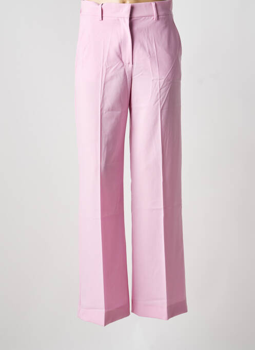 Pantalon flare fermeture zippée sous rabat avec crochet taille haute rose WEEKEND MAXMARA femme