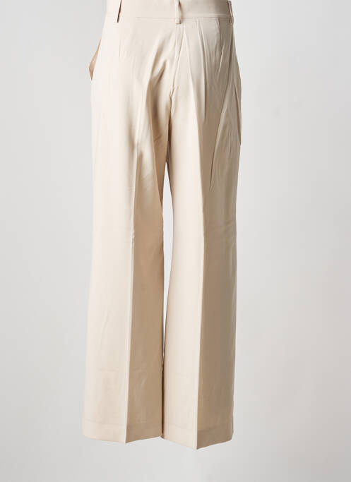 Pantalon flare fermeture zippée sous rabat avec crochet taille haute beige WEEKEND MAXMARA femme