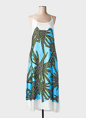 Robe longue manches bretelles ajustables fines bretelles bleu BRAND UNIQUE femme