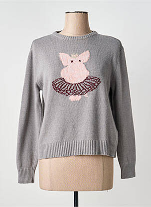 Pull stretch manches longues gris DIXIE femme