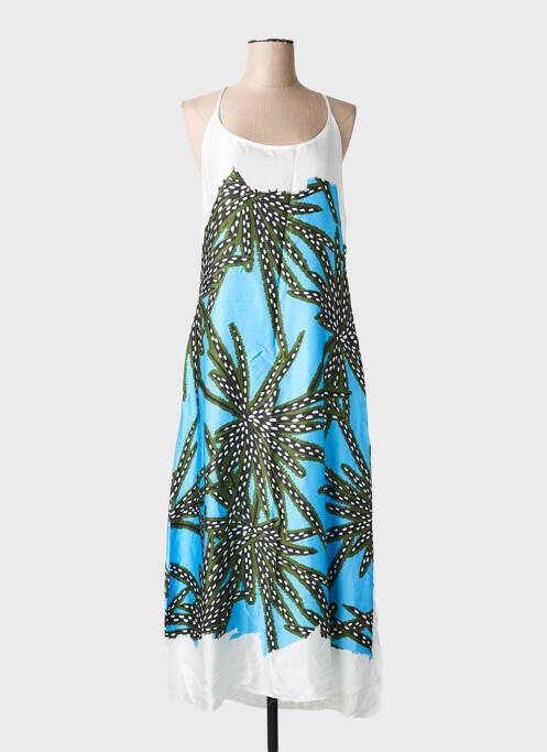 Robe longue imprimé fantaisie fines bretelles bleu BRAND UNIQUE femme