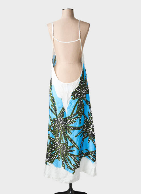 Robe longue imprimé fantaisie fines bretelles bleu BRAND UNIQUE femme