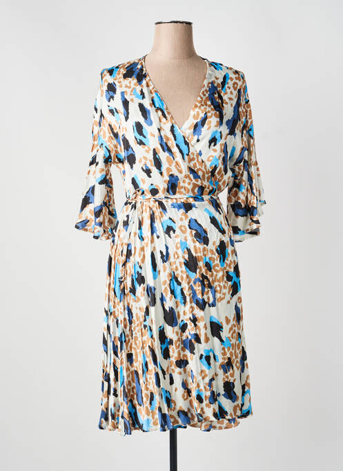 Robe mi-longue imprimé fleurs manches longues beige BRAND UNIQUE femme