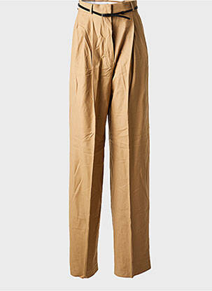 Pantalon droit fermeture zippée sous rabat avec crochet beige SPORTMAX femme