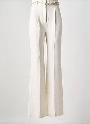 Pantalon droit fermeture zippée sous rabat avec crochet blanc MAX MARA femme