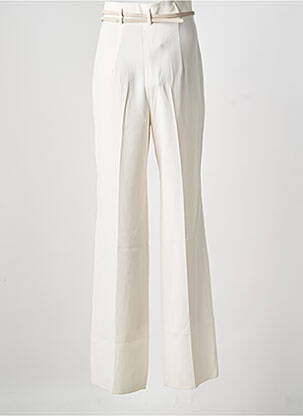 Pantalon droit fermeture zippée sous rabat avec crochet blanc MAX MARA femme