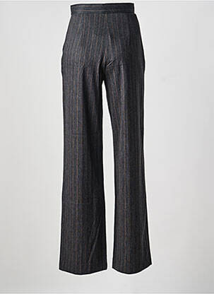 Pantalon droit fermeture zippée sous rabat avec crochet gris MAX MARA femme