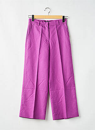 Pantalon droit fermeture zippée sous rabat avec crochet violet MAX MARA femme