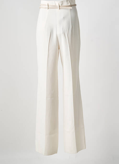 Pantalon droit fermeture zippée sous rabat avec crochet blanc MAX MARA femme