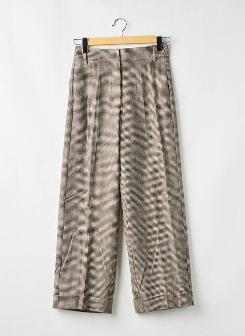 Pantalon droit fermeture zippée sous rabat avec crochet beige MAX MARA femme