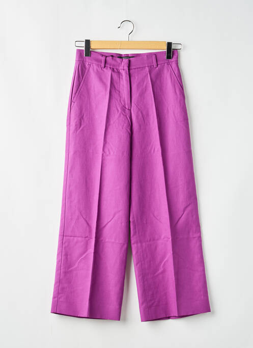 Pantalon droit fermeture zippée sous rabat avec crochet violet MAX MARA femme