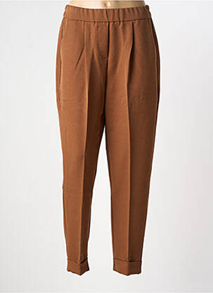 Pantalon slim taille élastique taille normale marron GEISHA femme