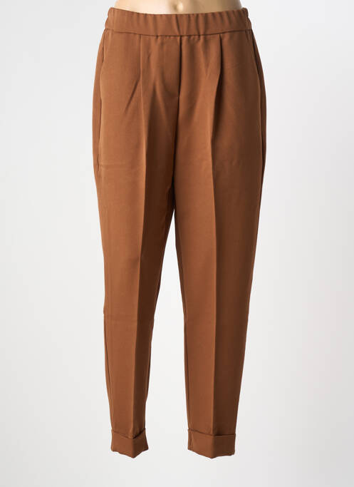 Pantalon slim taille élastique taille normale marron GEISHA femme
