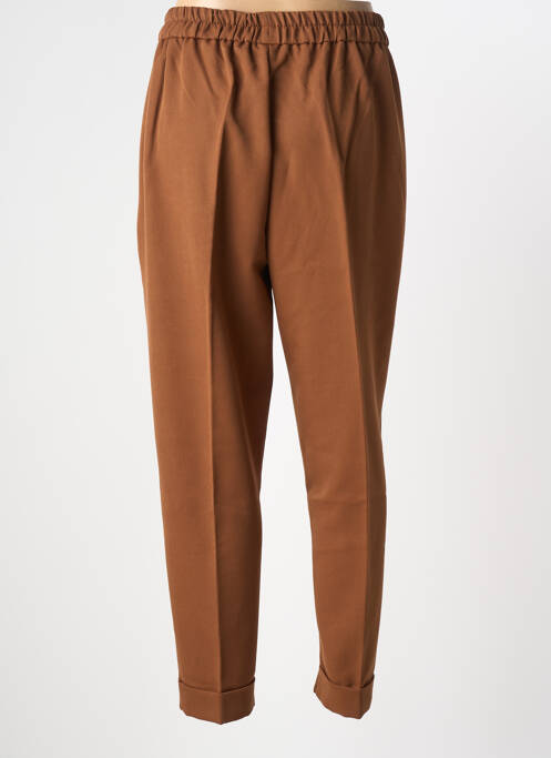 Pantalon slim taille élastique taille normale marron GEISHA femme