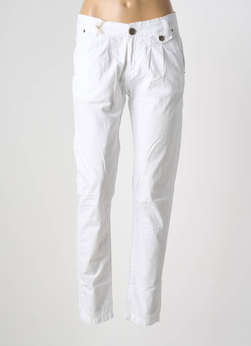 Pantalon chino tissage popeline taille normale blanc GARCIA femme