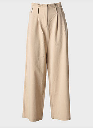 Pantalon large tissage popeline taille haute beige LILI SIDONIO femme