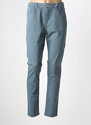 Pantalon slim tissage popeline taille normale bleu KANOPE femme