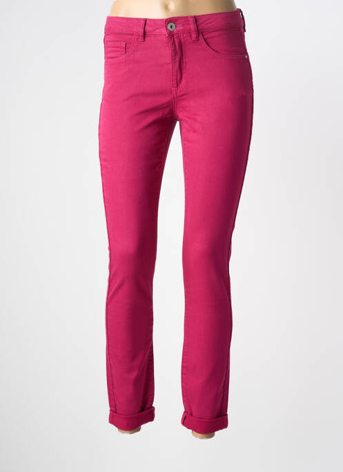 Pantalon slim tissage popeline taille normale violet GEISHA femme