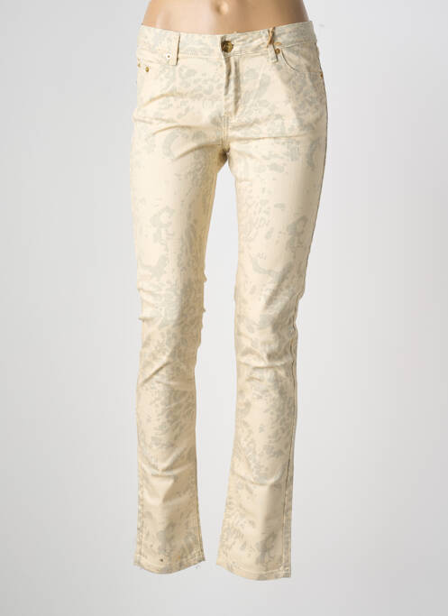 Jeans coupe slim tissage brut taille normale beige MYSTIC femme