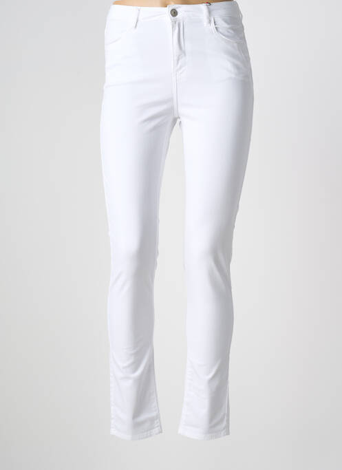 Pantalon slim tissage popeline taille normale blanc KANOPE femme