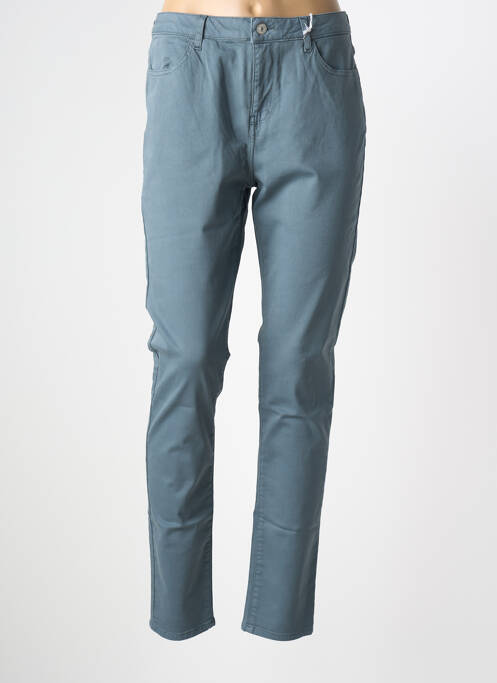 Pantalon slim tissage popeline taille normale bleu KANOPE femme
